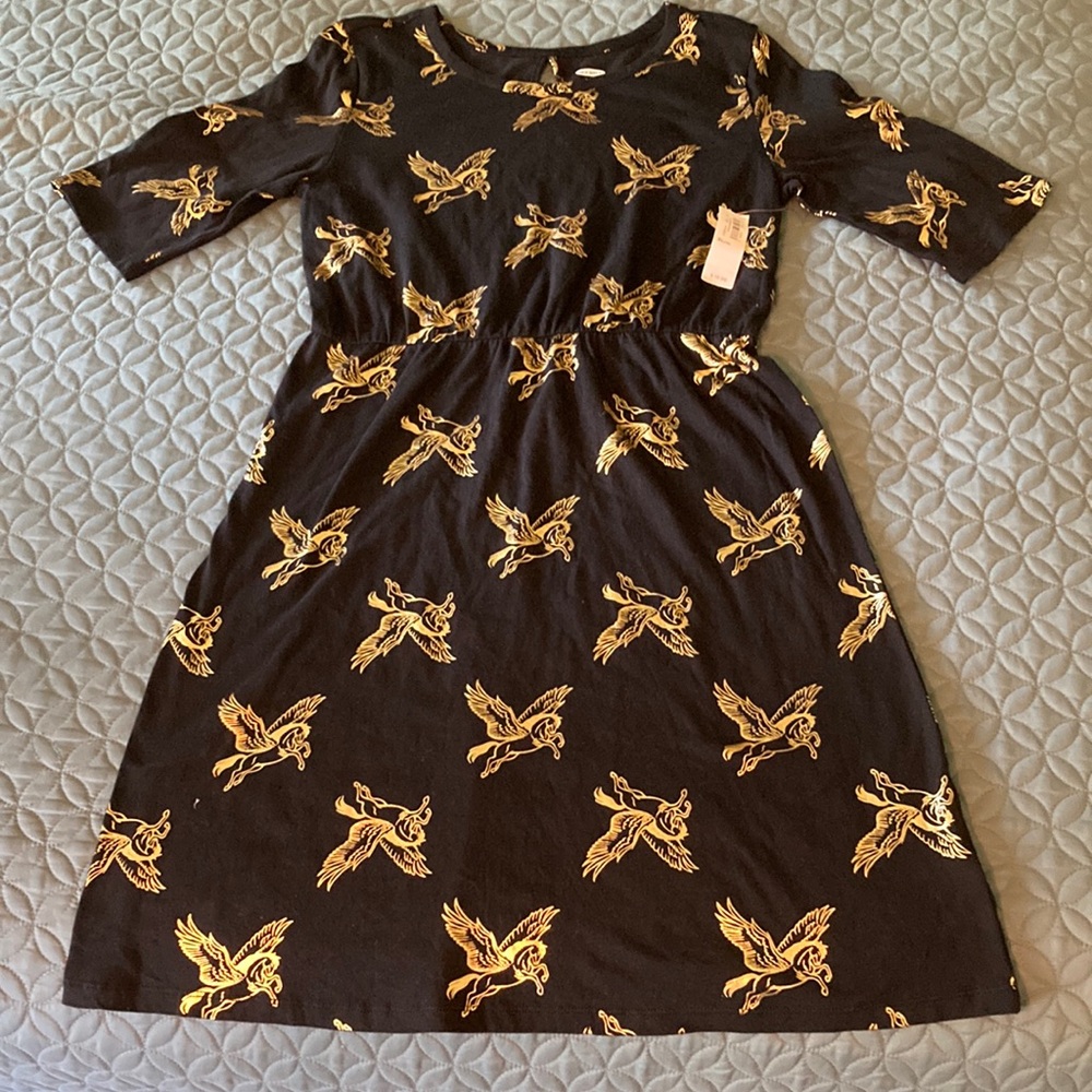 Girls Size 14 black and gold dress